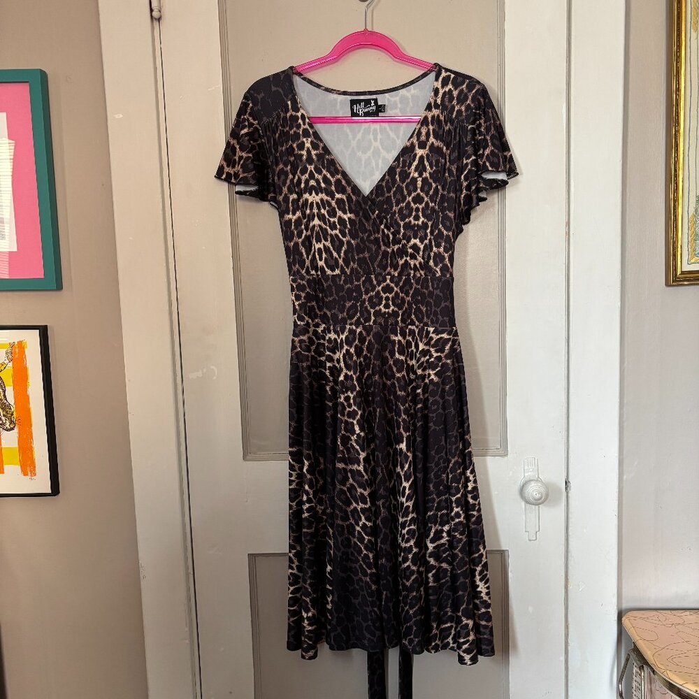 Hell Bunny Eartha Leopard Faux Wrap Dress